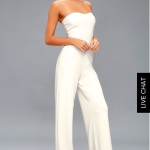 Edith White strapless jumpsuit from lulu*s